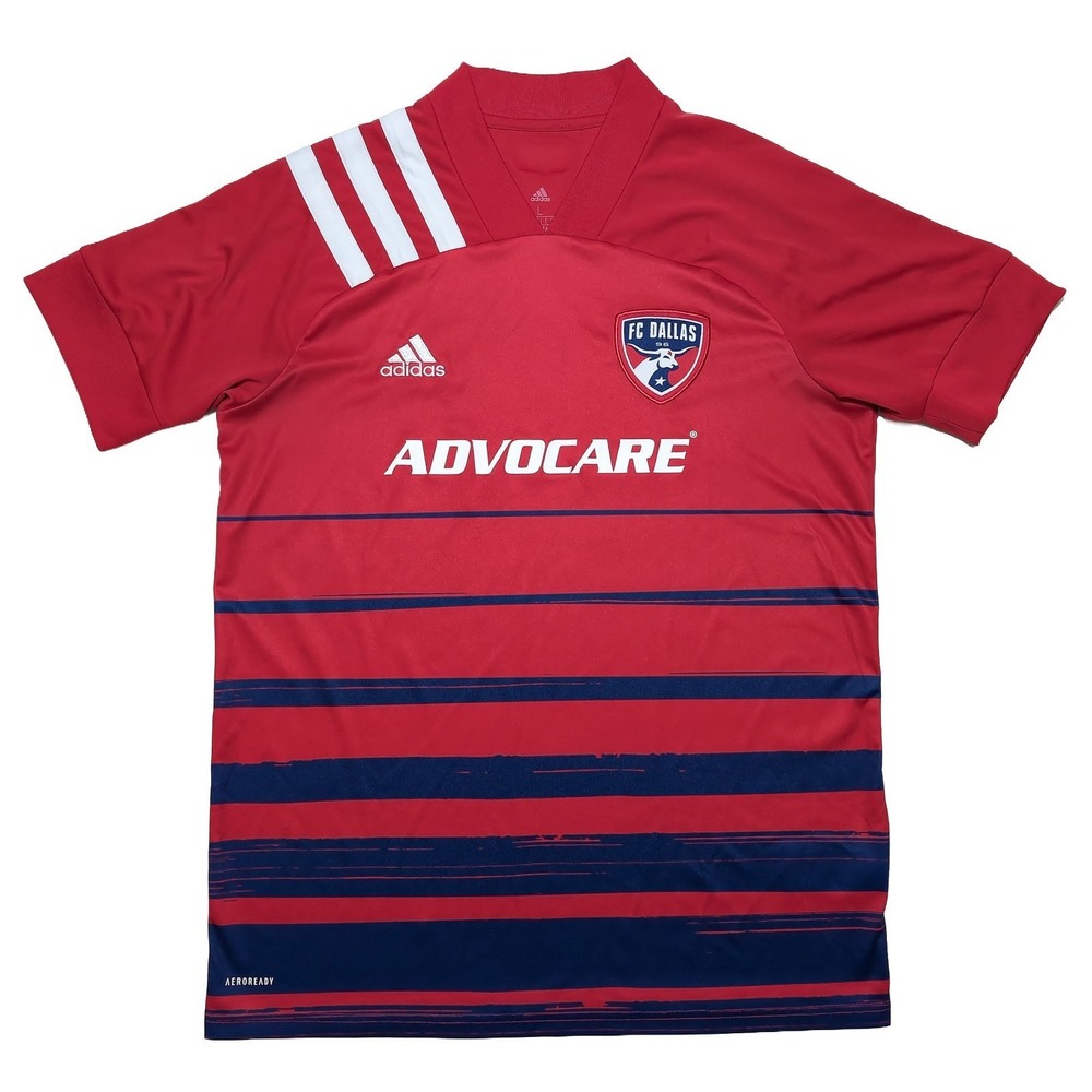 ADIDAS FC Dallas MLS Soccer Jersey 2020 Striped Red Men's Large L